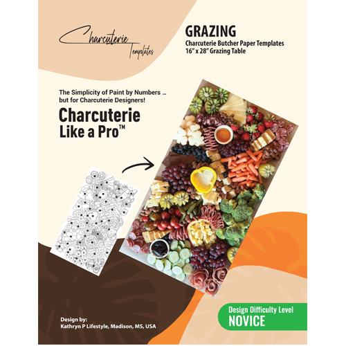 Close-up of numbered “paint by numbers” guides on XL charcuterie template